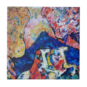 Berg för blått för Wassily Kandinsky hästrytta Kakelplatta