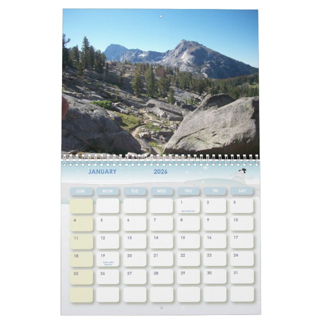 Berg för Wyoming vindfloder ringde Kalender (Jan 2026)