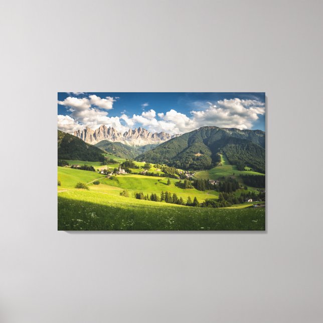 Berg | Funes Valley, Dolomites, Italien Canvastryck (Framsida)
