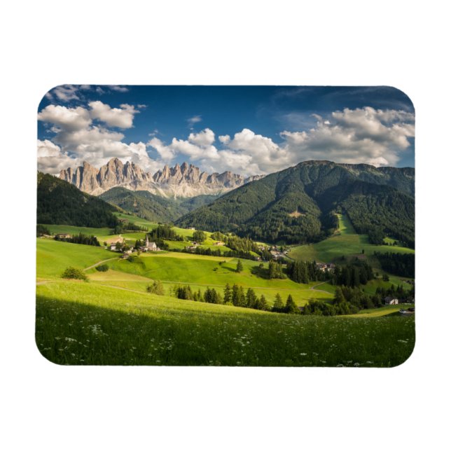 Berg | Funes Valley, Dolomites, Italien Magnet (Horisontell)