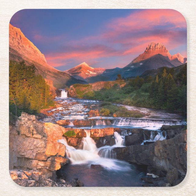 Berg | Glacier National Park Montana Underlägg Papper Kvadrat (Framsidan)