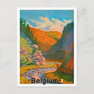 Berg i Belgien, liten flod, landskapsvy Vykort