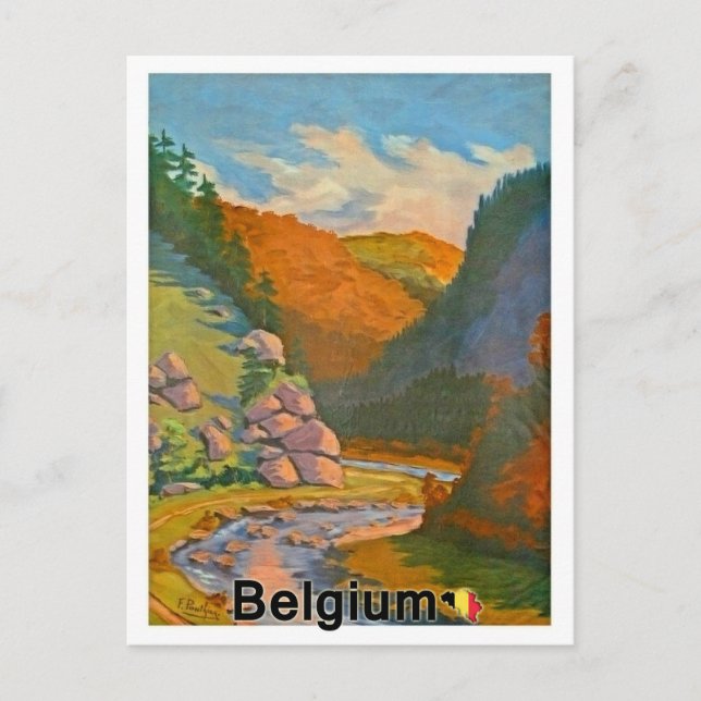 Berg i Belgien, liten flod, landskapsvy Vykort (Framsida)