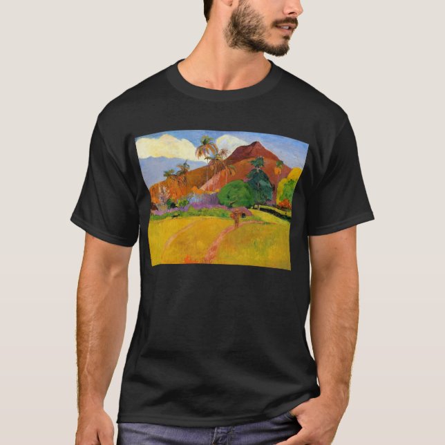 "Berg i den Tahiti" - Paul Gauguin T-tröja Tee Shirt (Framsida)