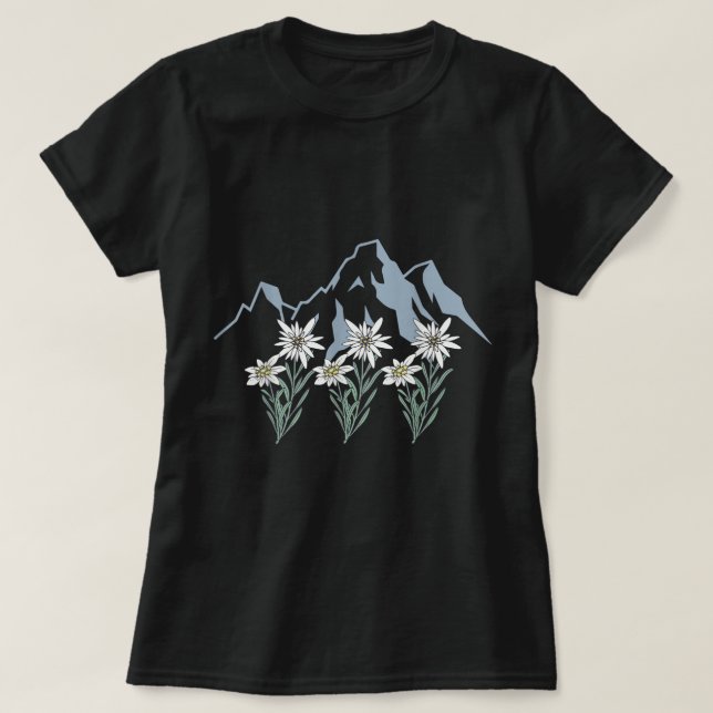 Berg i Schweiz Alpernor Edelweiss basket alpine T Shirt (Design framsida)