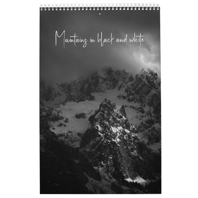 Berg i svartvit v3-fotokalender kalender (Omslag)