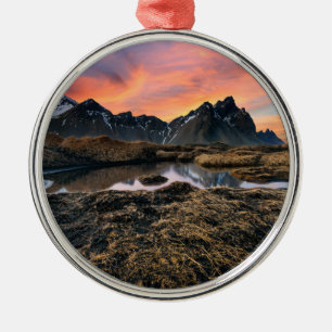 Berg Islandet Vesturhorn Mountain Julgransprydnad Metall