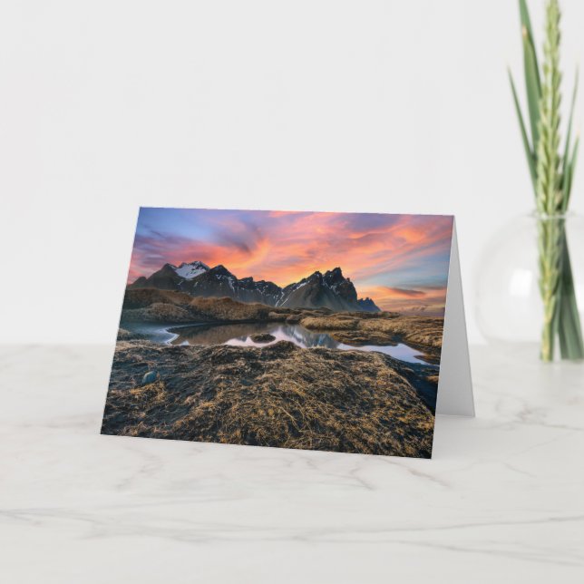 Berg | Islandet Vesturhorn Mountain Kort (Framsida)