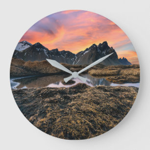 Berg Islandet Vesturhorn Mountain Stor Klocka