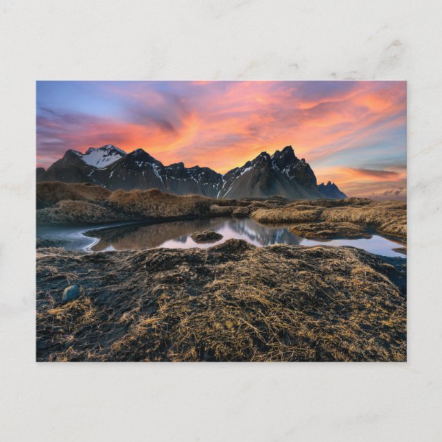 Berg | Islandet Vesturhorn Mountain Vykort (Framsida)