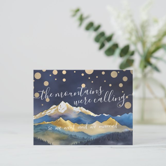 Berg kallade foto bröllopsannonsering meddelande vykort (Stående Fram)