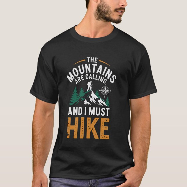 Berg Kallande Roligt Vandring T Shirt (Framsida)