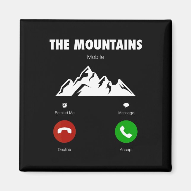Berg kallar rolig mobiltelefonanrop magnet (Framsidan)