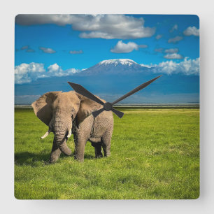 Berg Kilimanjaro Tanzania, Afrika Fyrkantig Klocka