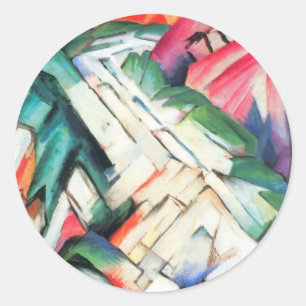 Berg (Landskap) av Franz Marc, Vintage konst Runt Klistermärke