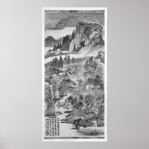 Berg landskap, efter Huang Gongwang 1671 Poster