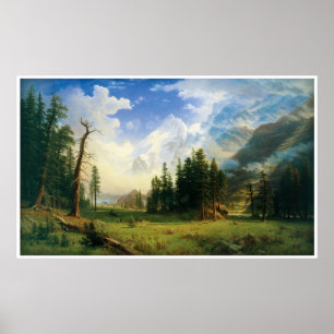 Berg landskap vid Albert Bierstadt Poster
