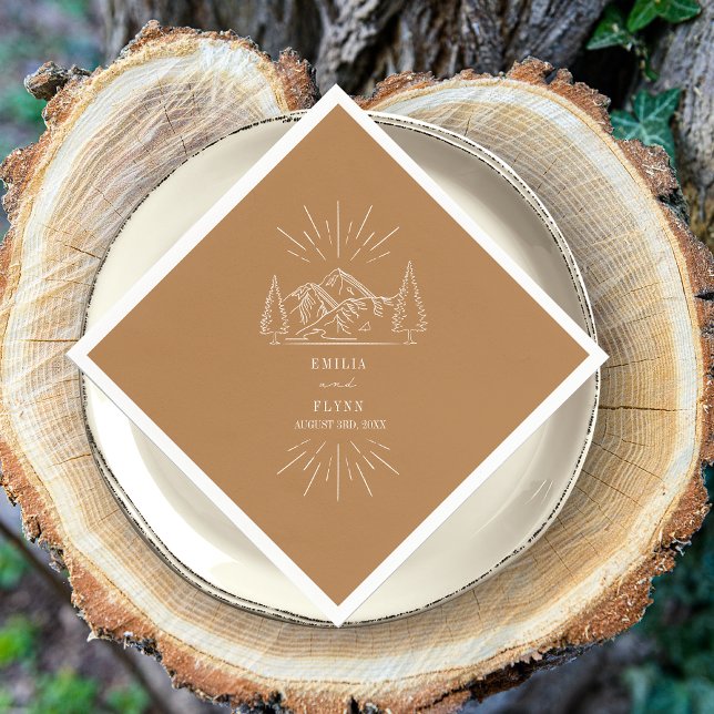 Berg Linje Konst Guldstav Bröllop Pappersservett (Skapare uppladdad)