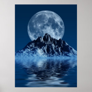 Berg med månen poster