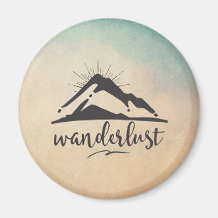 Berg med solstrålning och väderlek Typografi Magnet