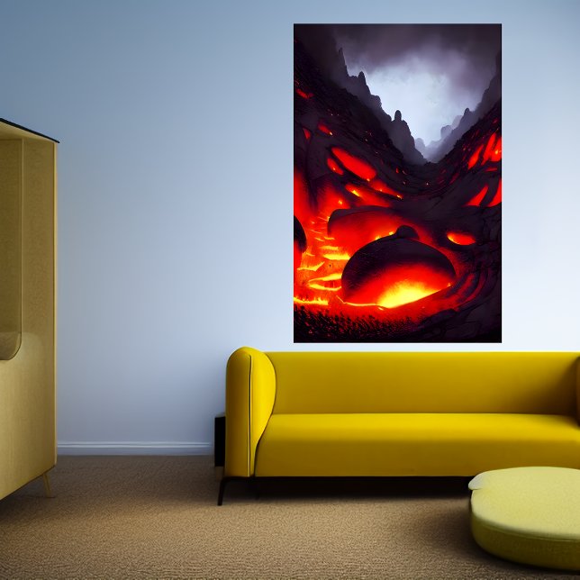 Berg med vulkan och lava | AI Art Poster (Skapare uppladdad)