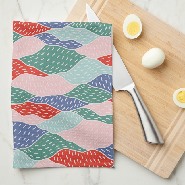 Berg, mosaik, kollage, hand plockade, skål kökshandduk (Vikt i Fjärdedel)