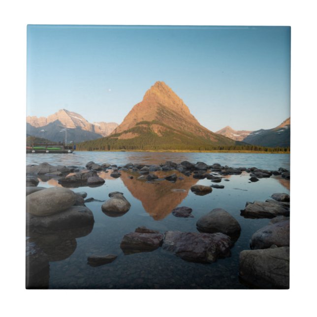 Berg nationalpark för glaciär för sjö | kakelplatta (Framsidan)