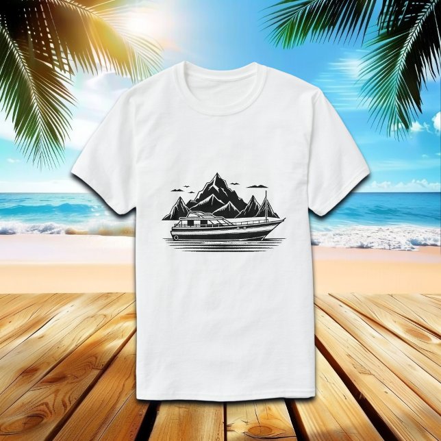 Berg och båt  t shirt (Skapare uppladdad)
