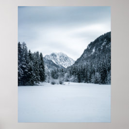 Berg och frusen sjö vid Zgornje Jezersko, Slo Poster
