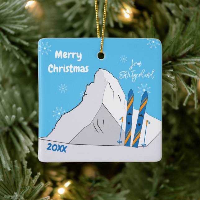 Berg- och Ski Souvenir-julprydnad Julgransprydnad Keramik (Träd)