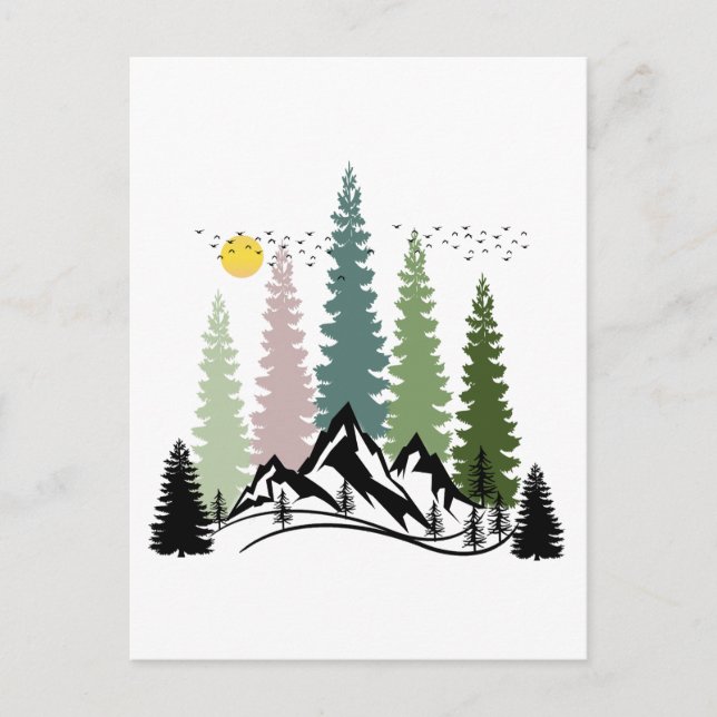 BERG OCH TRÄD LUGN NATUR VYKORT (Framsida)