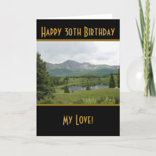 Berg sjö - lyckligt 30års födelsedagkort kort