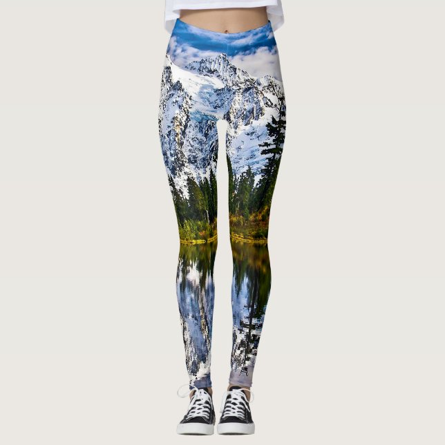 Berg - sjö - snö - natur leggings (Framsida)