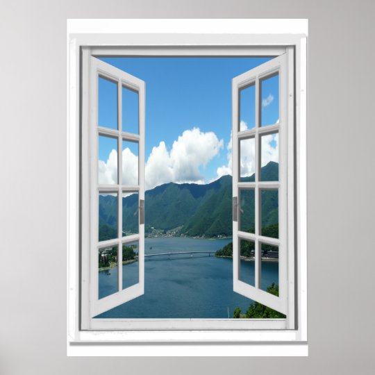 Berg Sjon Beskadar Trompe L Oeil Fejkar Poster Zazzle Se