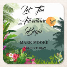 Berg, skog och solnedgång