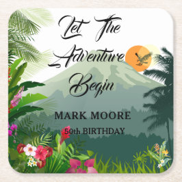 Berg, skog och solnedgång underlägg papper kvadrat