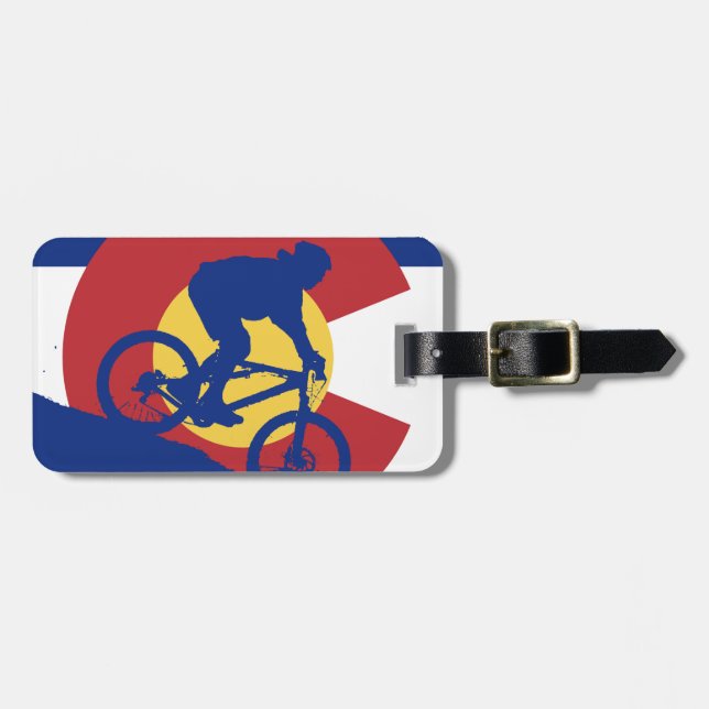 Berg som cyklar den Colorado flagga Bagagebricka (Horisontell Framsida)