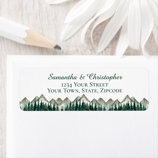 Berg & Tall Små Bröllopsreturadress Returadress Etikett (Insitu)