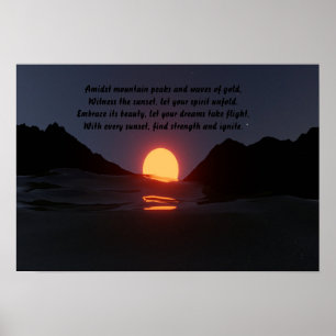 berg våg ocean solnedgång Estetisk  Poster
