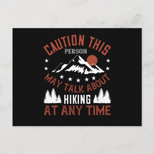 Berg - Varning Den Här Personen Pratar Om Vandring Vykort (Framsida)