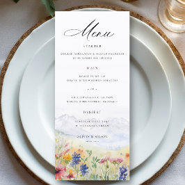Berg Vilda Blommor Äng Whimsical Bröllop Meny