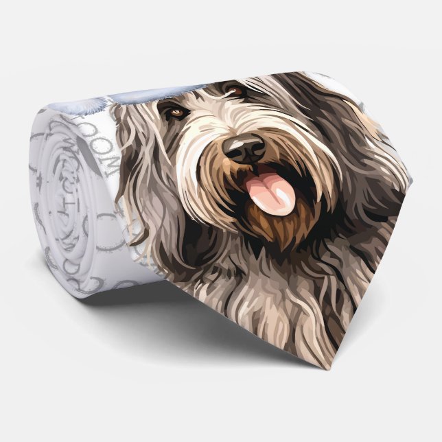 Bergamasco Funny Woof jul Hund älskare Slips (Rullad)