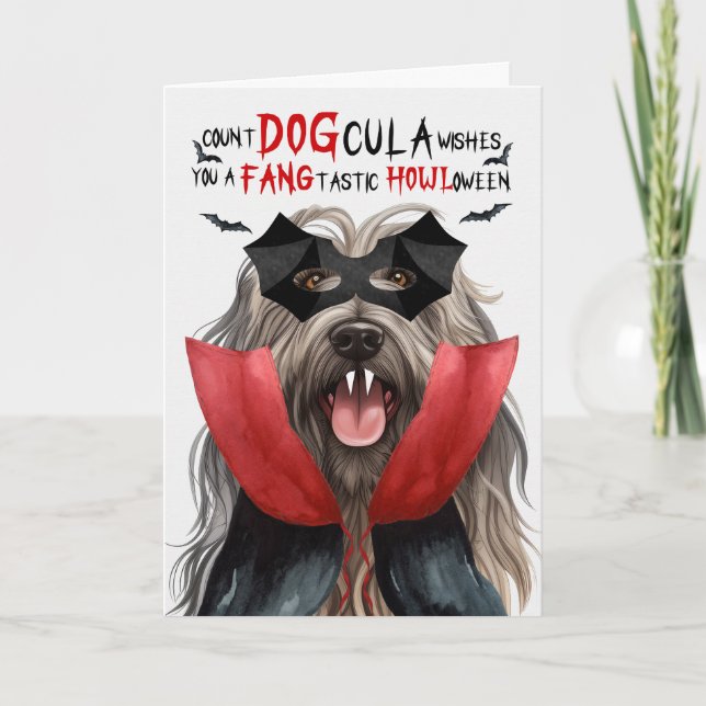 Bergamasco Hund Funny Count DOGcula Halloween Helgkort (Framsida)