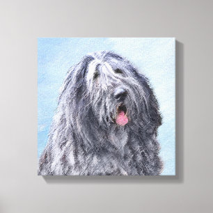 Bergamasco Sheepdog Painting - Cute Original Hund Canvastryck