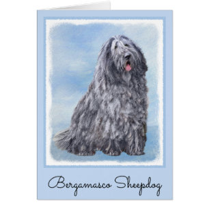 Bergamasco Sheepdog Painting - Cute Original Hund Hälsningskort