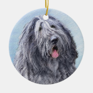 Bergamasco Sheepdog Painting - Cute Original Hund  Julgransprydnad Keramik