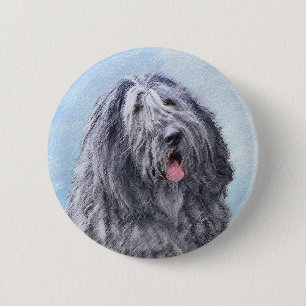 Bergamasco Sheepdog Painting - Cute Original Hund Knapp