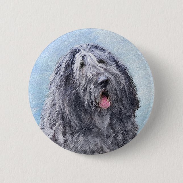 Bergamasco Sheepdog Painting - Cute Original Hund  Knapp (Framsida)