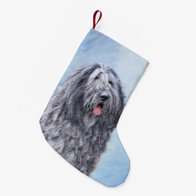 Bergamasco Sheepdog Painting - Cute Original Hund  Liten Julstrumpa (Framsidan (Hängande))