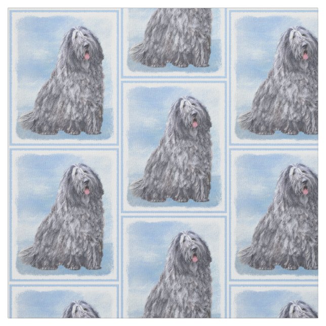 Bergamasco Sheepdog Painting - Cute Original Hund  Tyg (Provkarta)